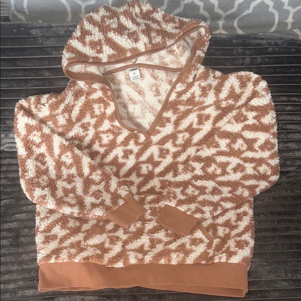 PINK Victoria's Secret Brown and Cream V-Neck Sweater